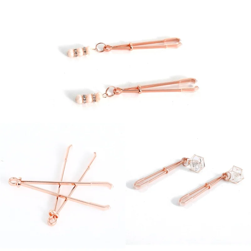 Erotic Gadget Rose Gold Nipple Clamps Fetish Breast Massage Tweezers BDSM Slave Bondage Role Play Adult Games Sex Toys For Women