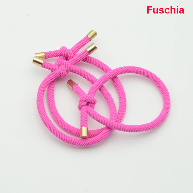 10PCS 5mm Knotted Twilled Elastic Hair Bands Golden Ends Hair Ties for fashion girls elasticity ponytail holders hair scrunches