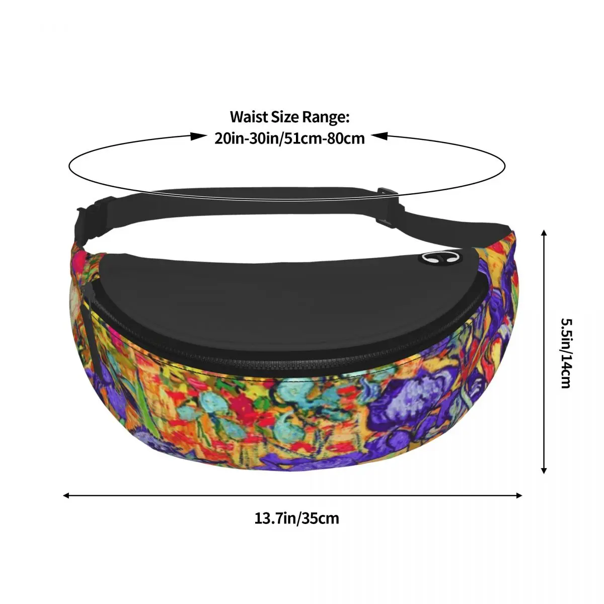 Vincent Van Gogh Paarse Irissen Heuptasje Voor Fietsen Kamperen Vrouwen Mannen Bloemen Crossbody Heuptas Telefoon Geldzak