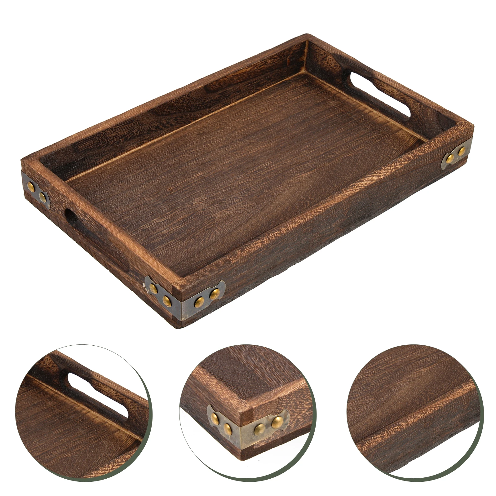 

Premium Solid Wood Vintage Rectangular Multi-Functional Serving Tray For Pizza Bread Fruit Snacks Home Decoration Gift Wood Tray