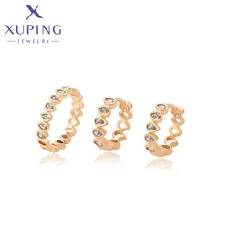 Xuping Jewelry Fashion Simple Charm Gold Color  Earring and Ring Set for Women Wedding Party Gift