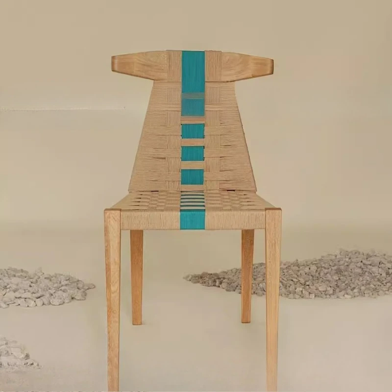 

Deer forest rope back , French retro style restaurant solid wood dining chair