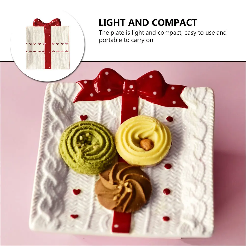 

1Pcs Candy Plate Ceramic Bow Shape Snack Tray Afternoon Tea Container Practical Storage Holder Candy Plate,dessert Tray