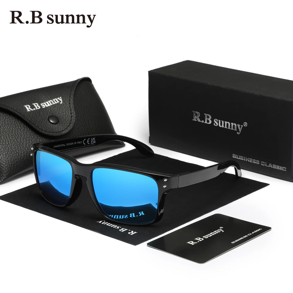 

RBsunny Brand Sunglasses Rectangle Fashion TR90 Polarized Black Men Mirror Lens Design Outdoor Sports Anti-reflection Eyewear