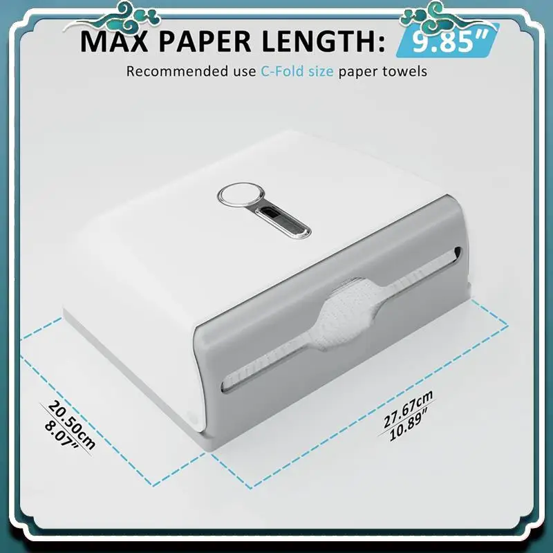 Premium commerciële papieren handdoekdispenser, wandmontage met sleutelpakket, geen boren of schroeven, installatie voor badkamer, toilet, keuken