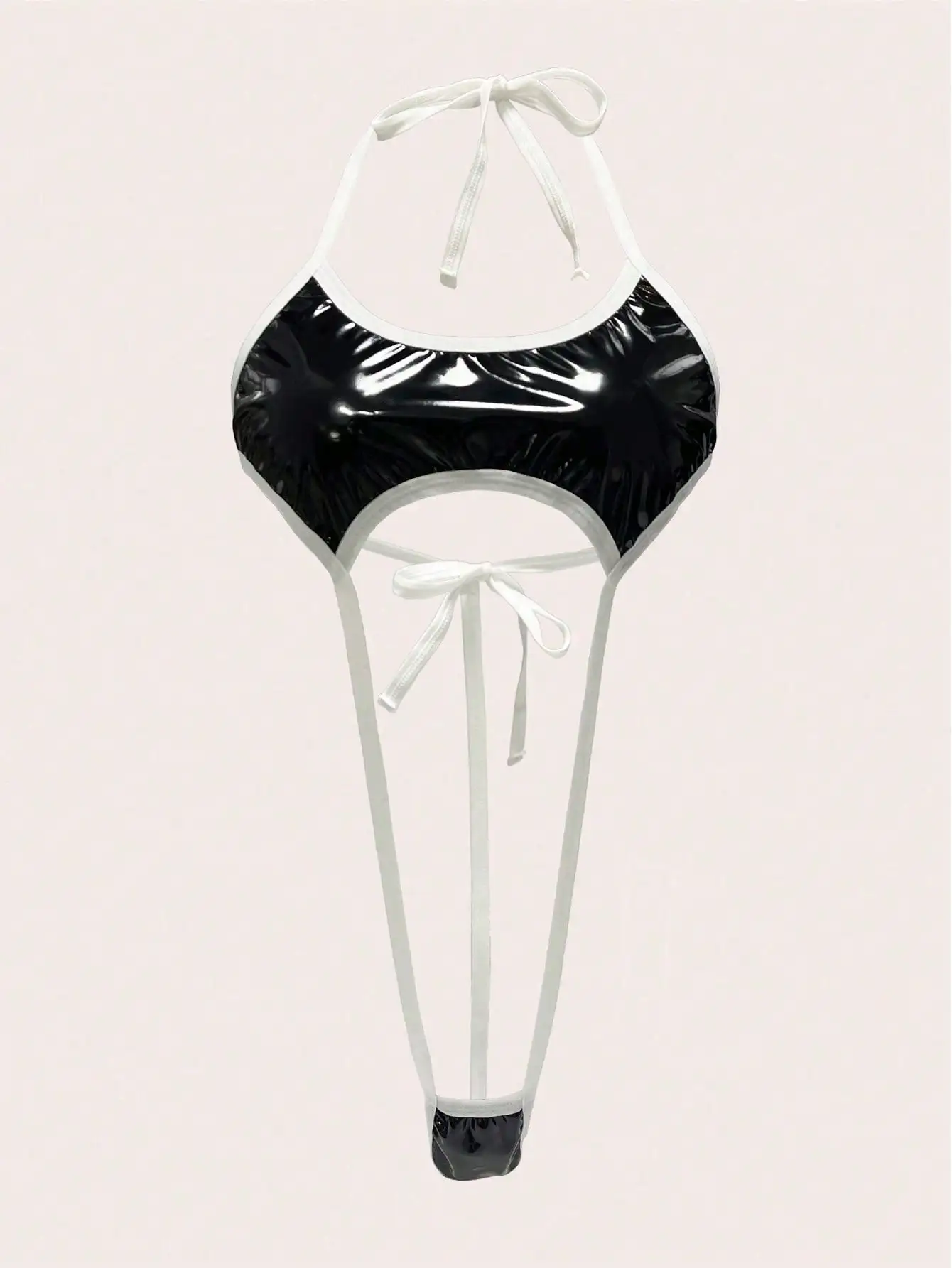 مجموعة من الملابس الداخلية النسائية المثيرة بذلة مثيرة معلقة الرقبة شبكة خياطة ثونغ