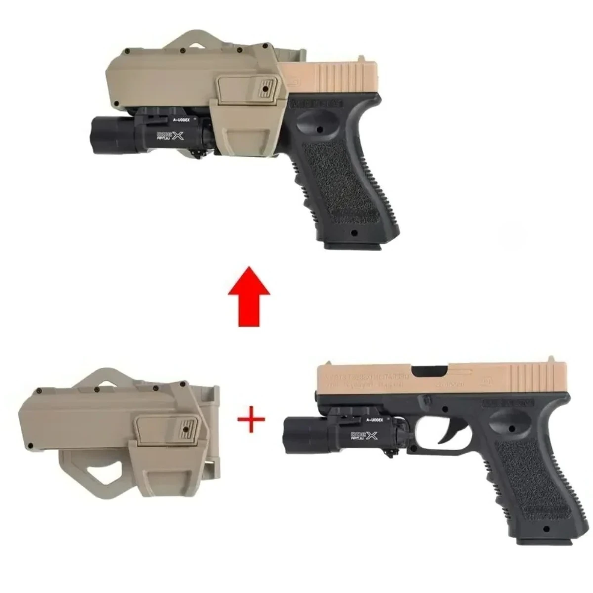 Tactical Movable Pistol Holster IR Laser Flashlight Mounted Fit Glock 17 19 P320 1911 Collocation Gun Light Accessories