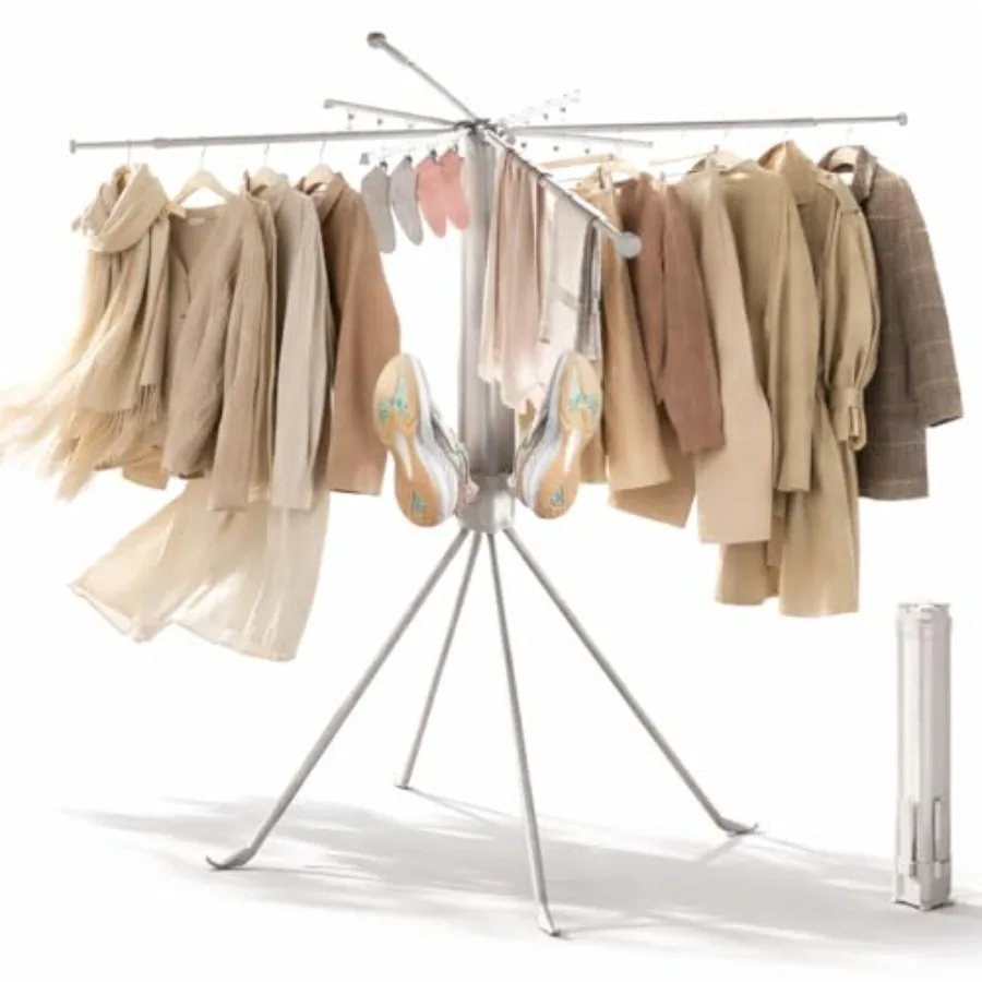 Multi-Functional 4-Leg Clothes Drying Rack, Large Capacity Foldable and Collapsible Laundry Rack, Portable Indoor Outdoor Dryin
