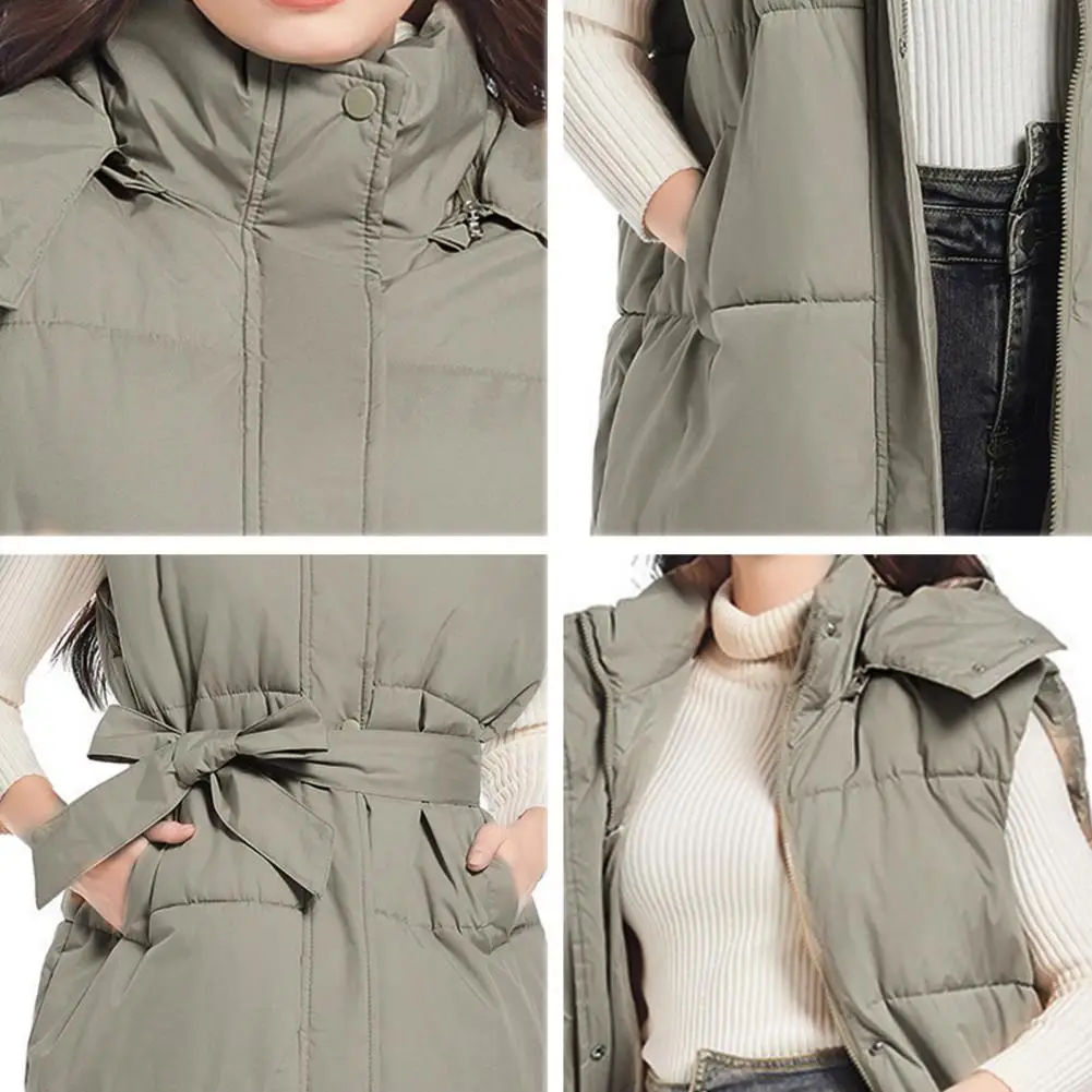 

2025 женский жилет с капюшоном, куртка без рукавов, осенне-зимний жилет для женщин, длинный жилет с хлопковой подкладкой, куртка, зимняя одежда, жилет