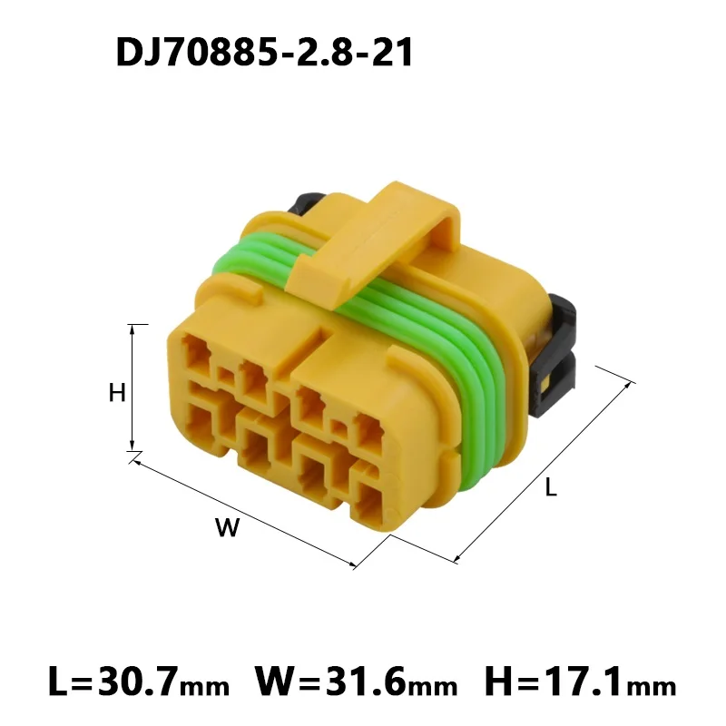 100 Set car connector 2.8 series yellow DJ70885-2.8-21