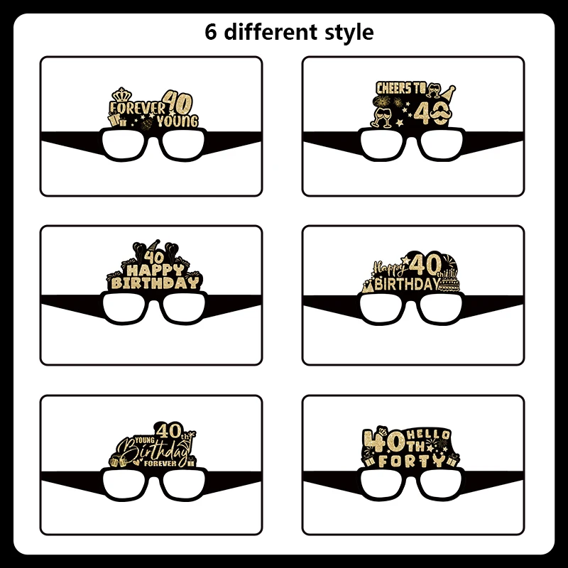 18th 30th 40th 50th Birthday Party Paper Glasses Black Gold Happy Birthday Party Decoration 18 30 40 50 60 70 Year Photo Prop