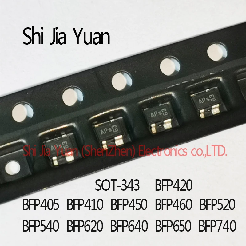 10PCS NPN RF Transistor BFP405  BFP410 BFP420  BFP450  BFP460  BFP520  BFP540  BFP620  BFP640  BFP650  BFP740 H6327 AMs SOT-343