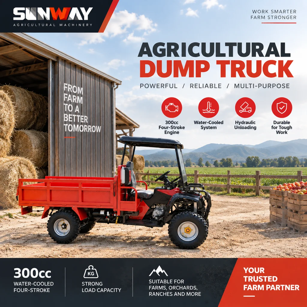 LED Light Agricultural Dump Truck Blue Farm Transport Vehicle with 300cc Loncin Four Stroke Engine