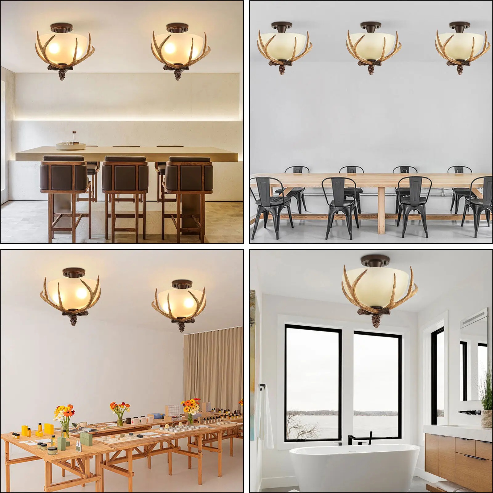 قلادة قرن الوعل البرونزية الرجعية مادة الحديد والراتنج الخفيفة، تقنية طلاء الخبز للاستخدام المنزلي المتين مع مظهر أنيق #1