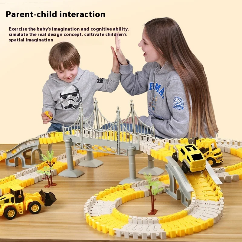 2024 New Rail Car Small Train Toys Children'S Educational Ever-Changing Track Play Spell Toy Electric Car Engineering Vehicle