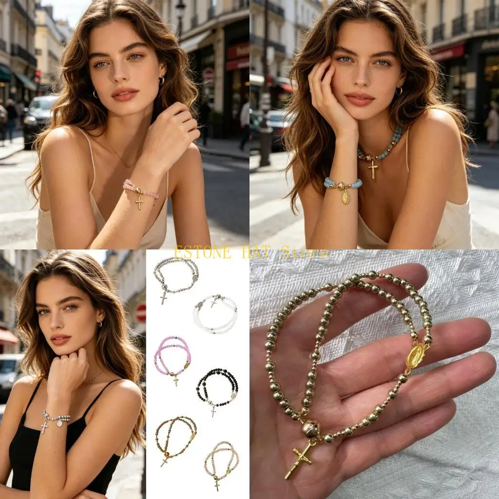 49MF Elegant Religious Crosses Charm Link Chain Light Weight Comfortable Daily Wear