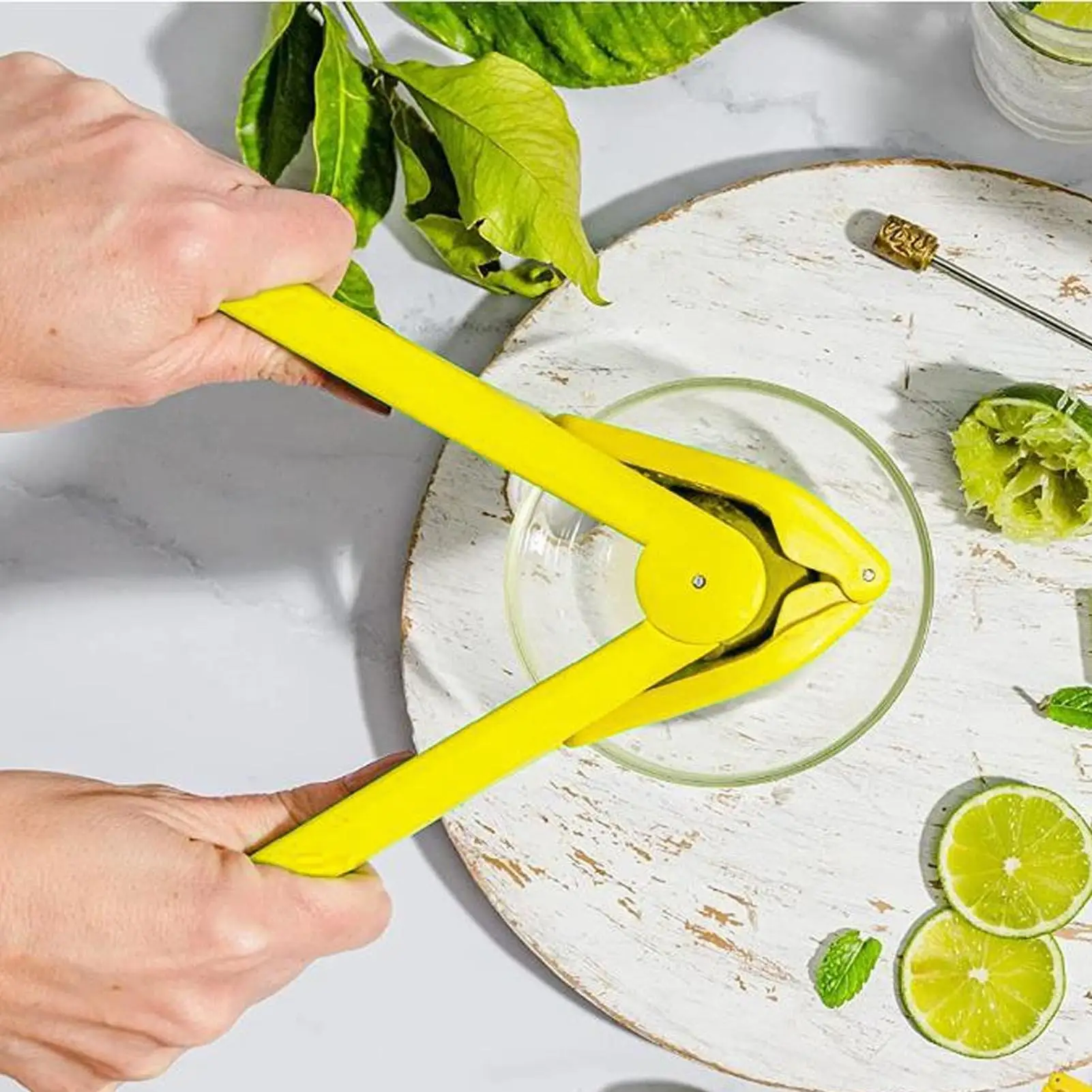 Portable Manual Citrus Juicer - Space-Saving Plastic Lemon Squeezer with Hinge Mechanism for Hotels