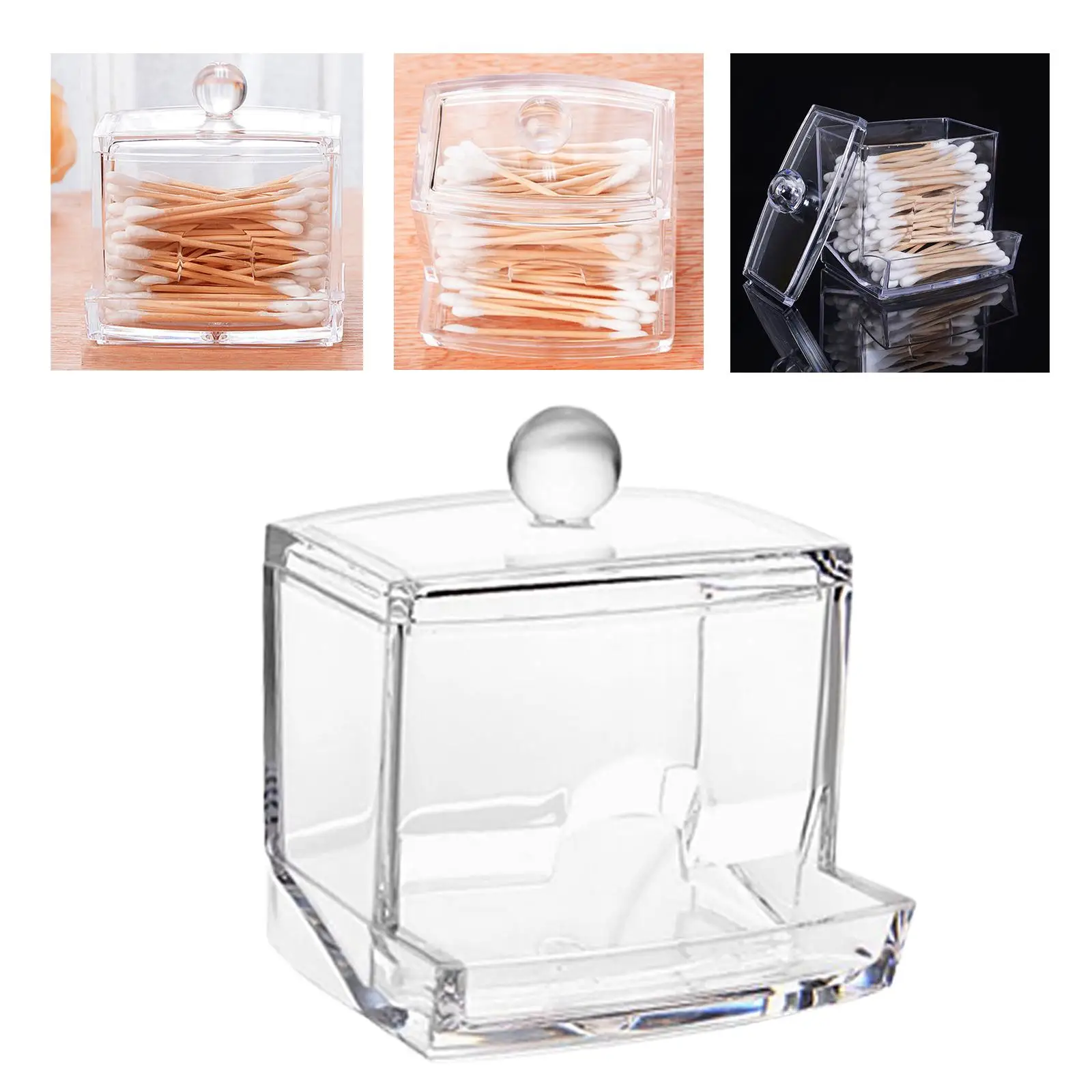 2-4pack Cotton Swabs Storage Box Portable Transparent Empty Practical