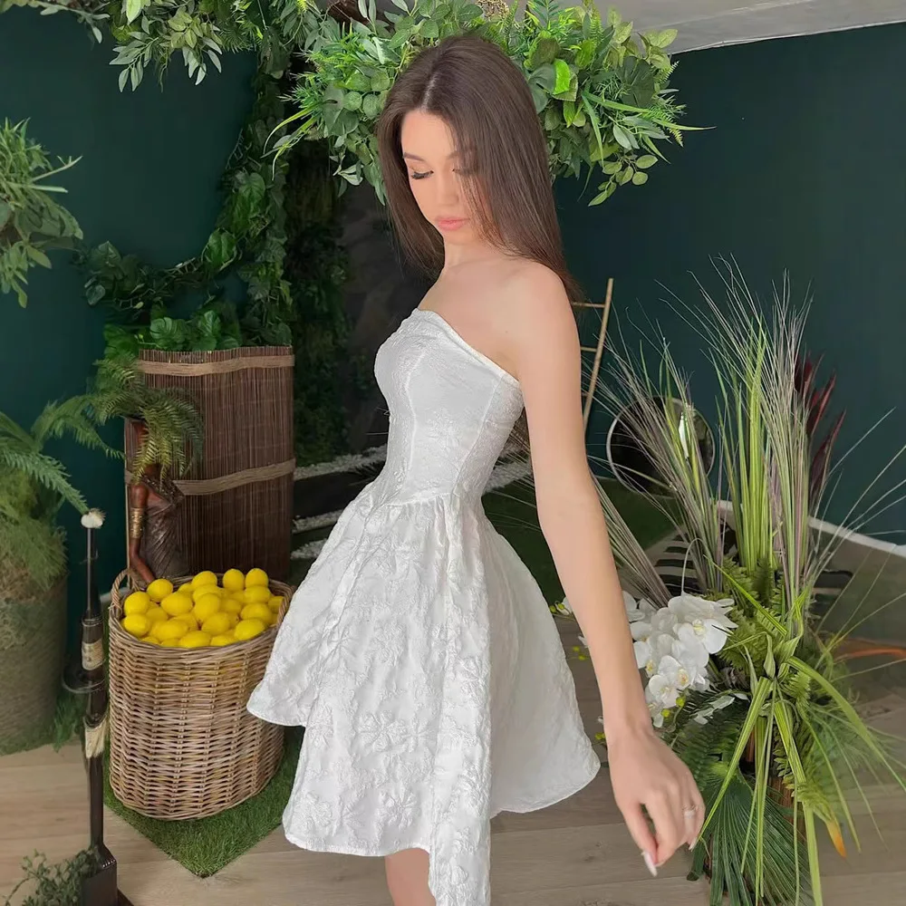 Ele Floral Embroidery Bustier Dr Sexy oulder Bared Waist Cinched A-Line  Skirt High-End Fabric Commute Sle Wom...