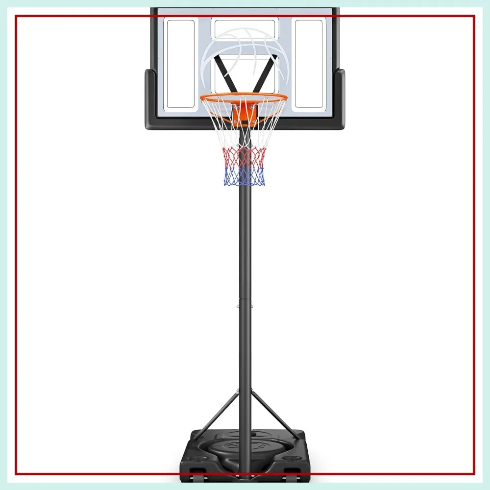 

10ft Adjustable Portable Basketball Hoop, 44" Shatterproof Backboard, Large Base for Outdoor Driveway