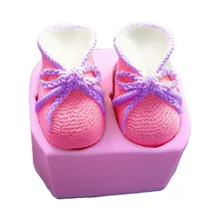 Baby Bootie Silicone Fondant Mold Knitted Baby Shoes Cake Decorating Tools DIY Mould Candle Soap Clay Mold