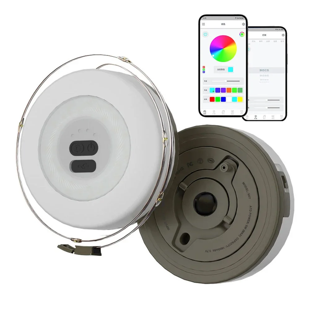 Rechargeable 23FT Camping LED String Light With App Control & Waterproof Design  Outdoor Colorful Atmosphere Lights  Tent Decor