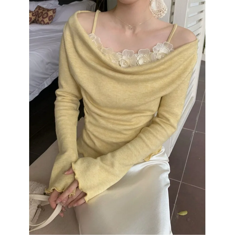 Zachte Wind Fairy T Bloemenprint ter Ne T-shirt Dames Lente Herfst Nieuw Design Gelaagdheid Pure Desire Top