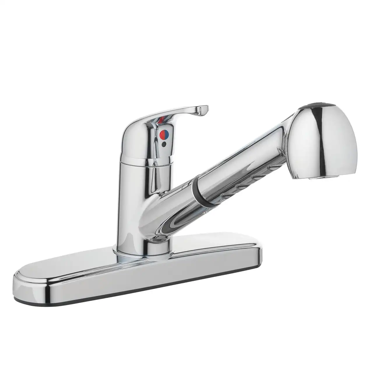 Single Handle Kitchen Sink Faucet with Pull-Out Sprayer and Chrome Finish Two feature options stream or spray