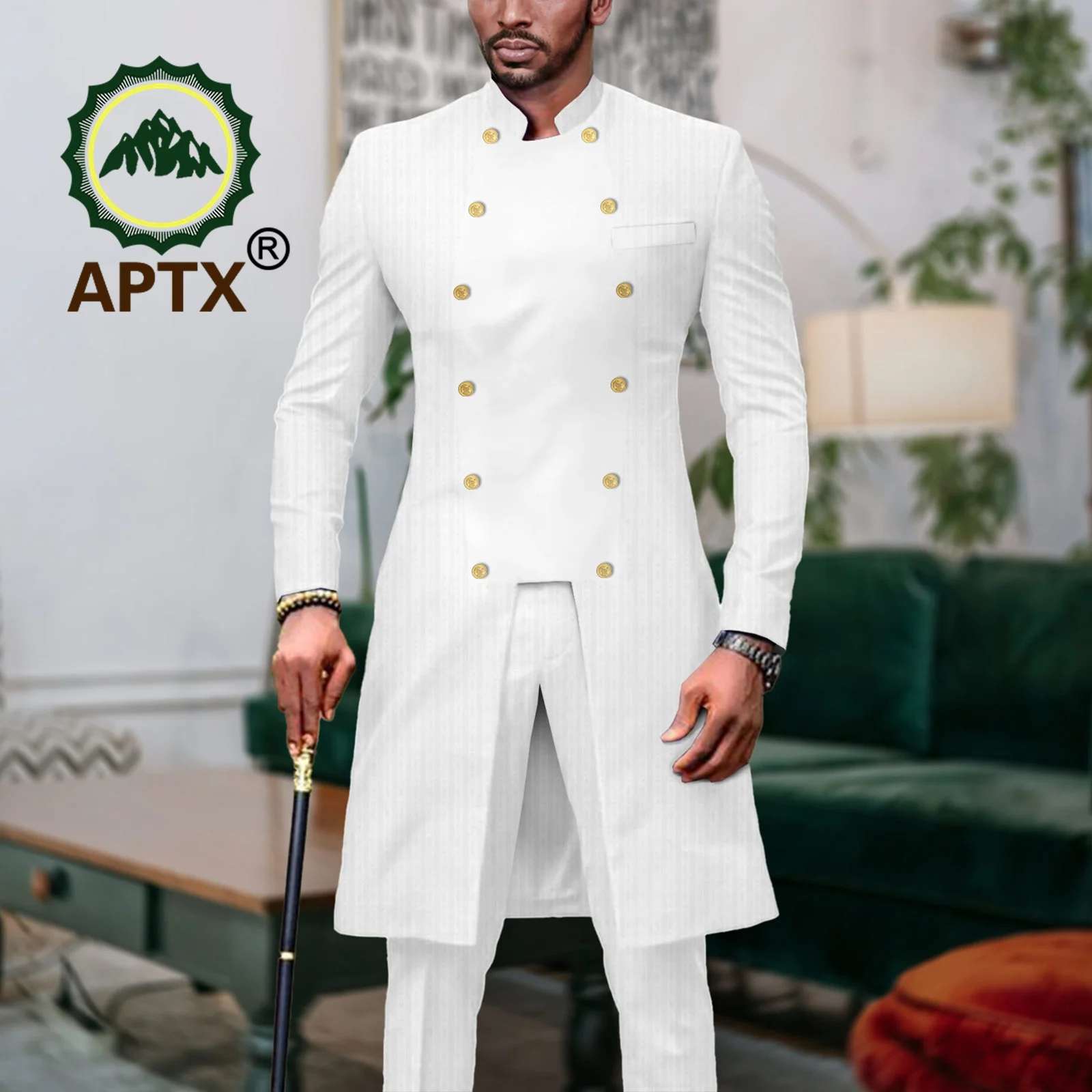Traje africano ajustado para hombre, traje étnico Dashiki, chaqueta, abrigo, pantalones, conjunto de 2 piezas, atuendo Bazin Riche tradicional para