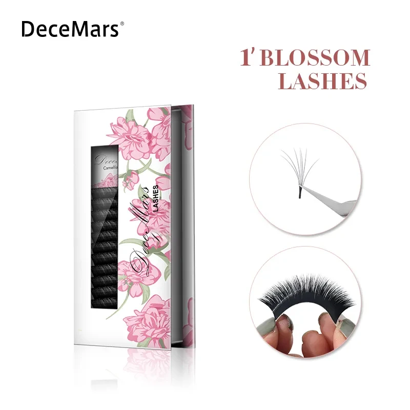 DeceMars 1'S Blossom Camellia Lashes พัดลมต่อขนตาออกดอกอัตโนมัติ