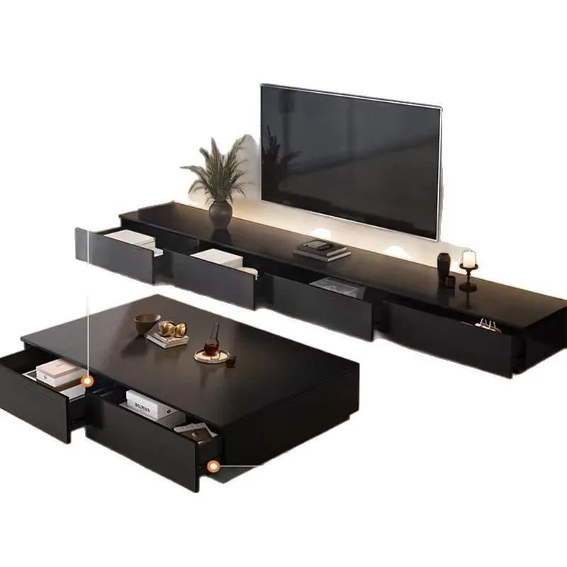 

TV cabinet coffee table modern Italian black wooden household living room small apartment coffee table TV cabinet