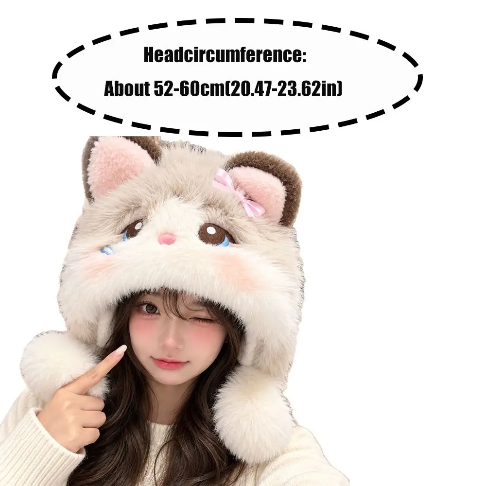Cat Ear Thick Fleece Cat Ear Trapper Hat Fleece Lined Windproof Earflap Hat Blush Cute Hat Winter 6