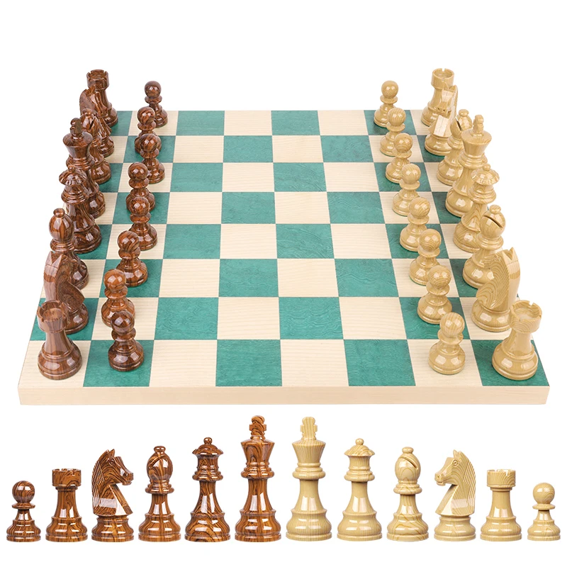 

Luxury Germanic Knight Chess Set Board Game Polymer Resin Chess Pieces King Height 96mm Solid Wood Antislip Map Chessboard