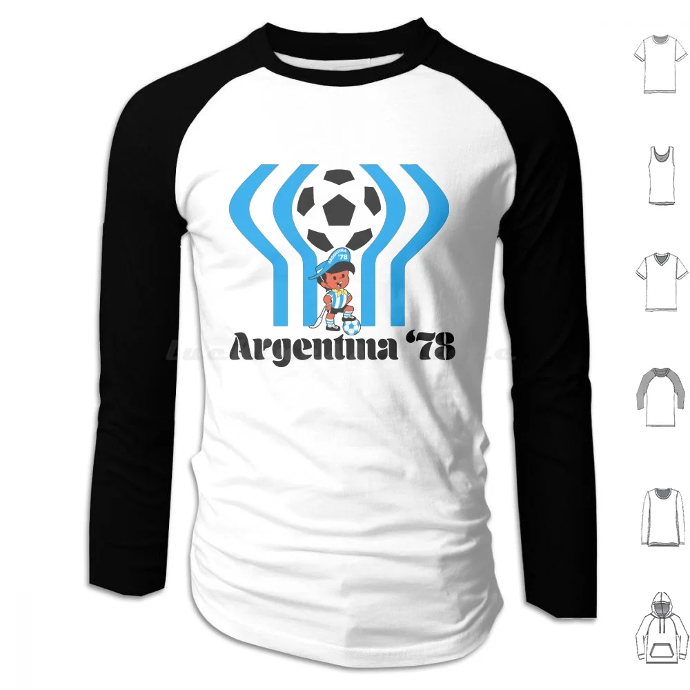 Argentina '78 Mascot Print Hoodies Long Sleeve Argentina 78 Gauchito Maradona Retro Classic Vintage Mexico 86 Espana