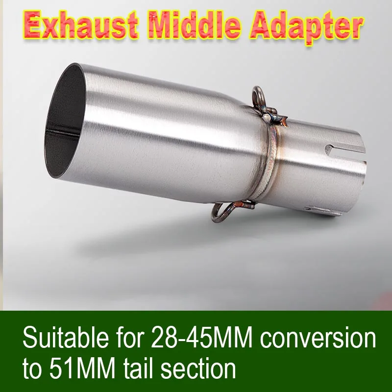 Motorcycle Exhaust Middle Section 28-45mm Adapter 51mm Exhaust Section Motorcycle Modification Exhaust Pipe Middle Link Pipe