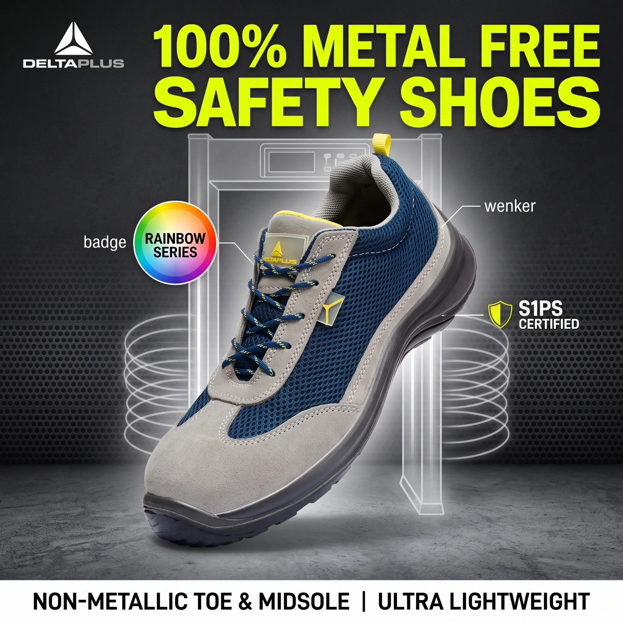 Safety Shoes Man Composite Toe Safety Shoe Lightweight Breathable Suede Mesh Work Shoes Man Non Slip Anti Static Protective Shoe