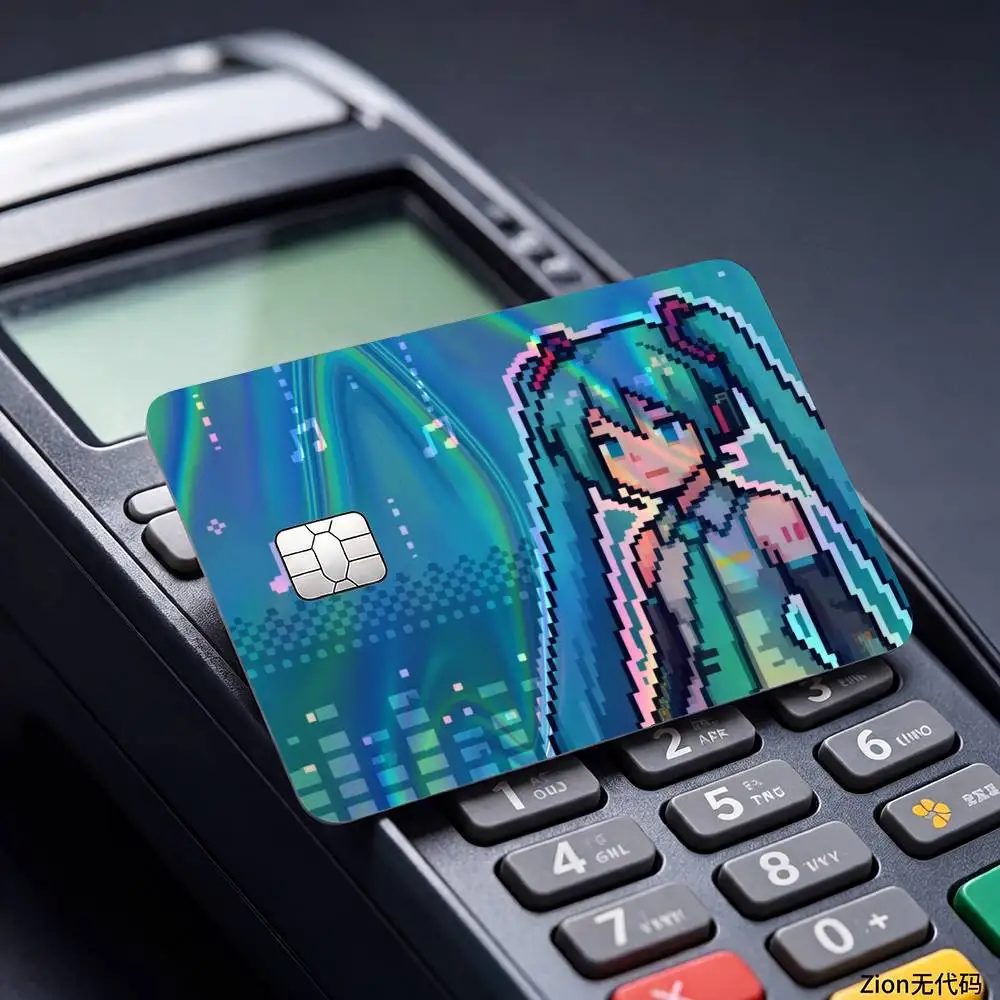 HATSUNE-e MIKU-u Laser Reflective Card Skin Sticker For Debit Credit Card