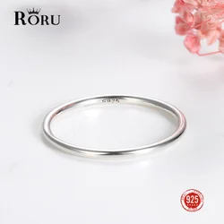 925 Sterling Silver Glossy Slim Line Ring para Mulheres, Empilhável Dainty, Cor Dourada, Personalidade Minimalista, Presentes de Jóias Finas, 100%