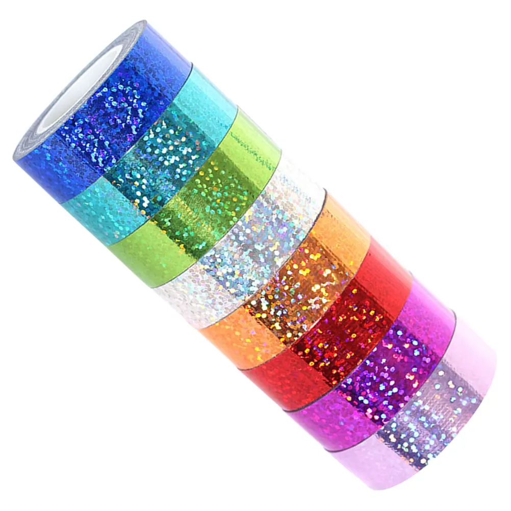 

1Set Reflective Glitter Tape Roll Holographic Decorative Masking Tape for Scrapbooking Holiday Decor DIY Projects