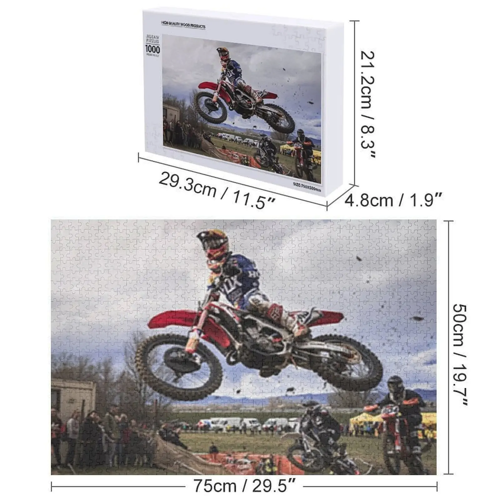 모토크로스 레이서가 빅 에어를 펼치는 퍼즐 나무 장난감 맞춤형 나무 이름 개인화된 크리스마스 선물 퍼즐