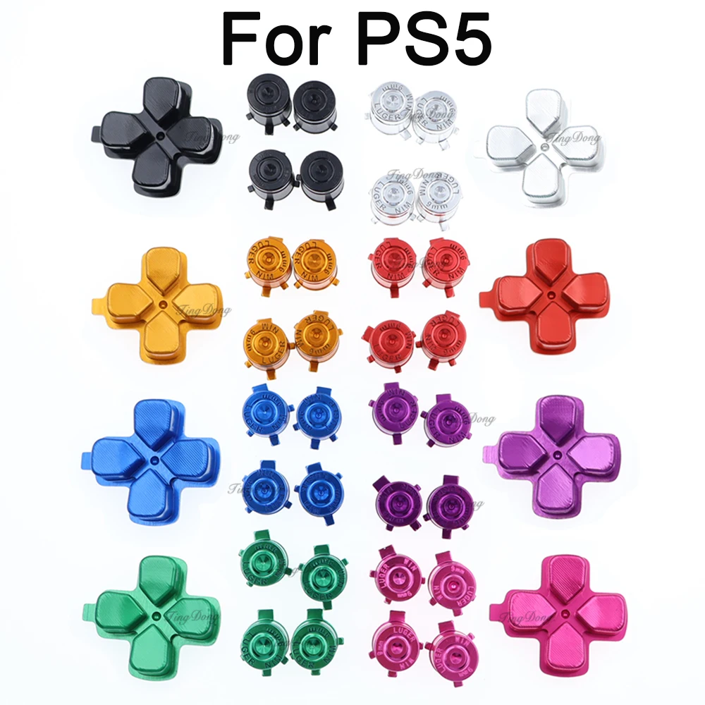 1 Set für PS5-Controller: Metall-Aluminium-Bullet-Action-Buttons + Richtungs-D-Pad-Tasten