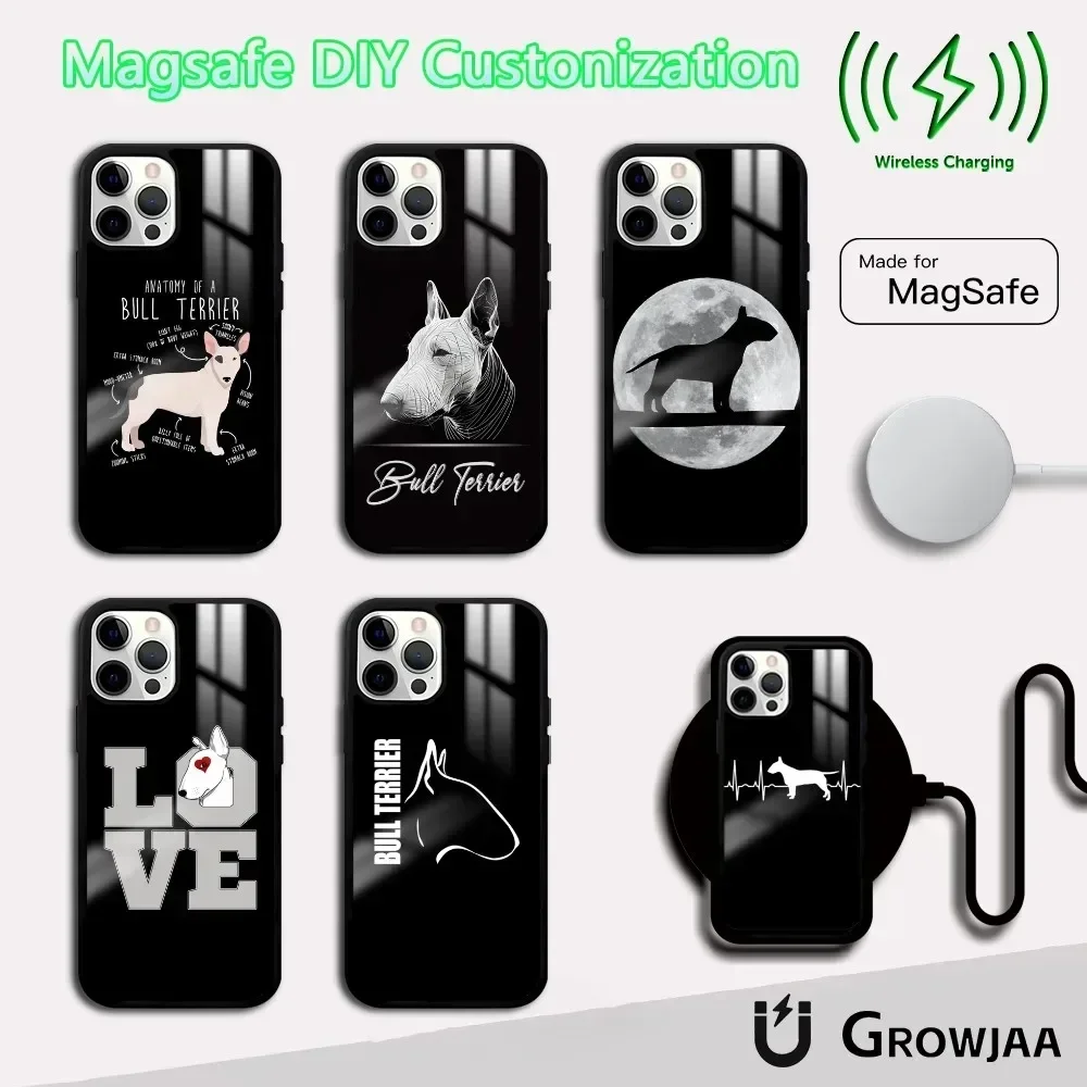 Bull Terrier Dog Phone Case For IPhone 16 15 14 13 12 11 Pro Max Plus Mini Magsafe Mirror Wireless Magnetic Cover