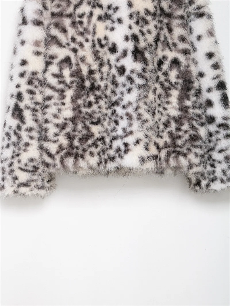 سترة كلاسيكية من الفرو الصناعي بطبعة الفهد للنساء برقبة على شكل حرف v وأكمام طويلة معطف سميك دافئ للخريف والشتاء ملابس خارجية عصرية ملابس خارجية #6