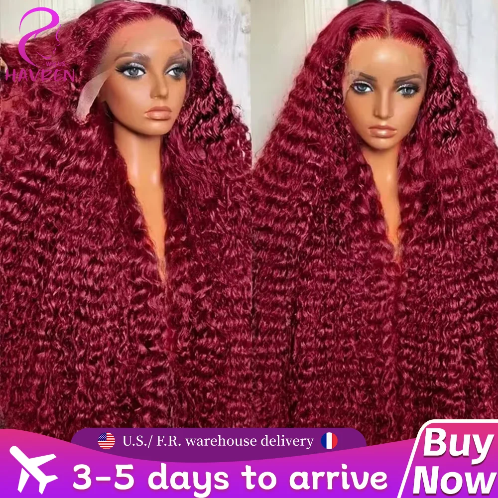 

Красные парики из натуральных волос 99J Burgundy, плотность 220, 13x4, 13x6, HD кружевные фронтальные парики, 30 дюймов, глубокая волна, бразильские кудрявые парики с кружевной передней частью