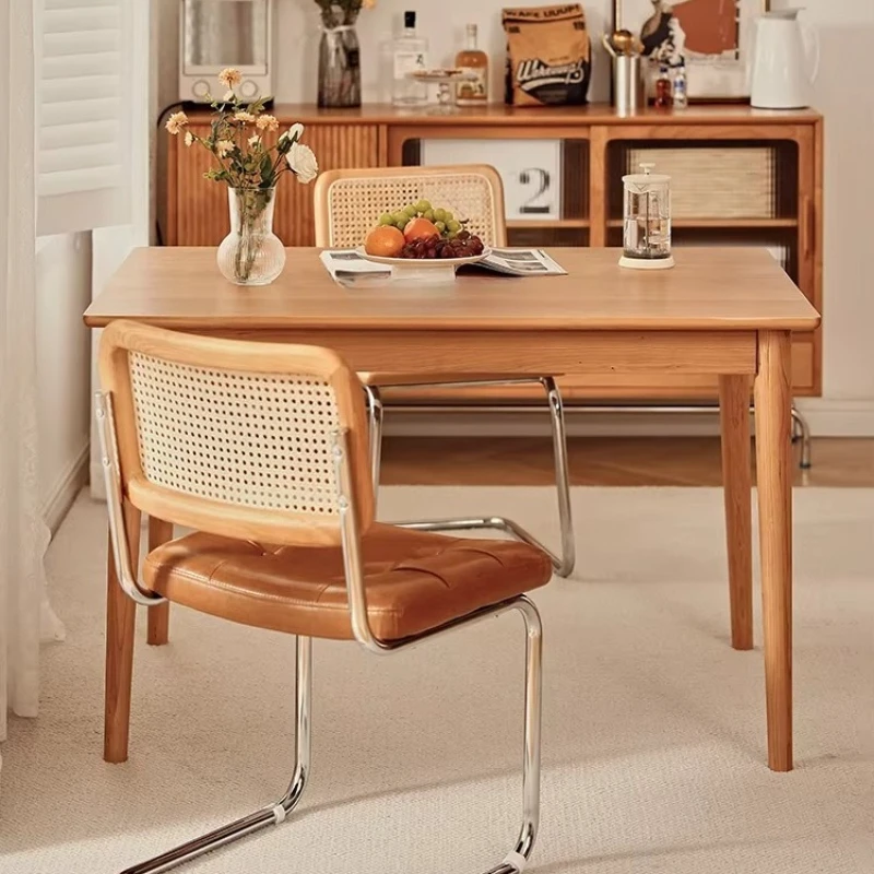 yjq  Log Solid Wood Dining Table Retractable Folding Small Apartment Home Cherrywood Dining Table