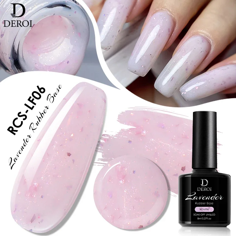 DEROI Melkwit Naakt Rubberen Basis Nagelgel Polish voor Nail Art Glitter Roze UV Gel Semi Permanent voor Manicure Nagelbenodigdheden 8ml