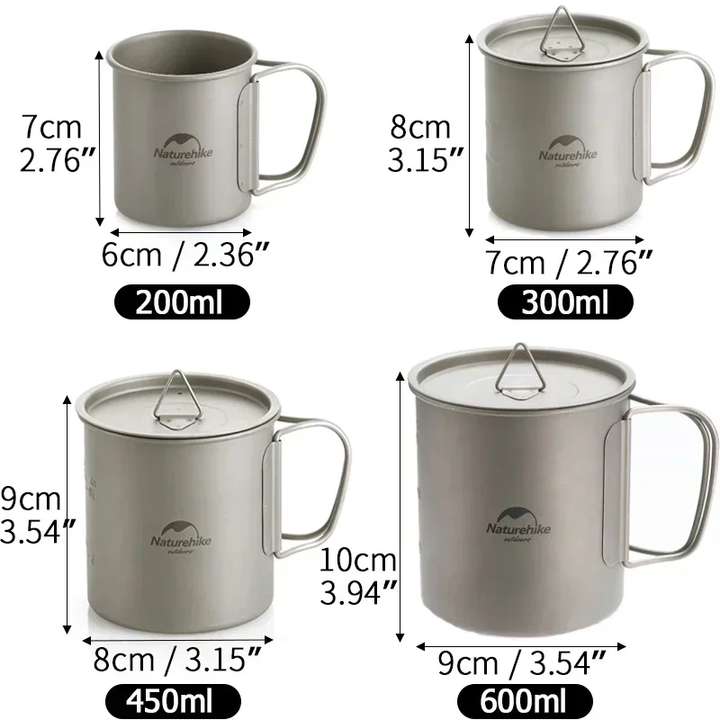 Imagem -05 - Naturehike Titanium Cup Camping Mug Louça Turística Utensílios de Piquenique Suprimentos de Cozinha ao ar Livre Panelas de Cozinha de Viagem Panela