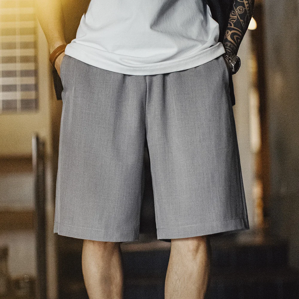 

Maden повседневные однотонные костюмные шорты мужские летние легкие офисные шорты с эластичной резинкой на талии и карманами универсальные деловые брюки в стиле чино