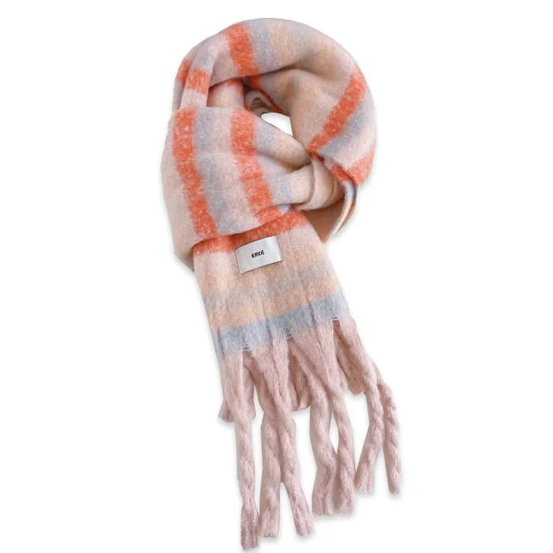 Scarf for Women Vintage Striped Cashmere-like Female Scarf Korean Style Winter Keep Warm and Prevent Cold Shawl