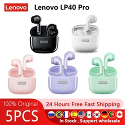 레노버 LP40 프로 100% 오리지널 TWS 이어폰, 무선 블루투스 5.3, 스포츠 소음 감소 헤드폰, 터치 컨트롤, 5 개